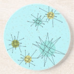 Robin Egg Blue Atomic Starburst Sandstone Coaster<br><div class="desc">This Robin’s Egg Blue Iconic Atomic Starbursts Sandstone Coaster pattern features iconic atomic starbursts. That’s right! The old school, robin’s egg blue coloured background with gold speckles is the perfect backdrop for the vibrant turquoise, soothing celery, and kitschy pear green coloured circles. The spots of colour are sporadically placed in...</div>