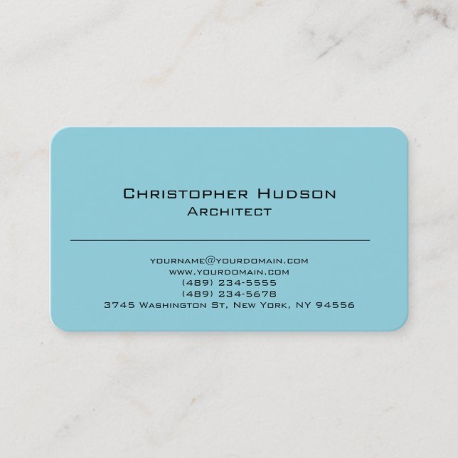 Robin Egg Blue Background Colour Company Architect Business Card (Front)