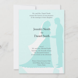 Robin Egg Blue Bride And Groom Wedding Invites