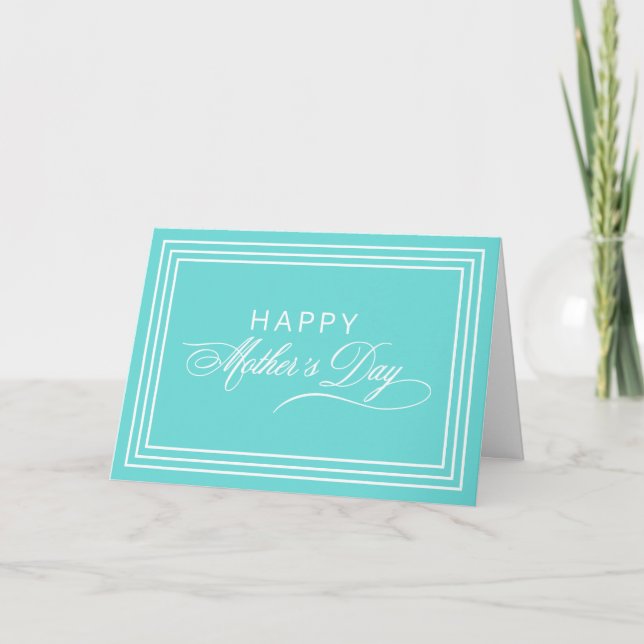 Robin Egg Blue Calligraphy Happy Mother's Day Card (Front)