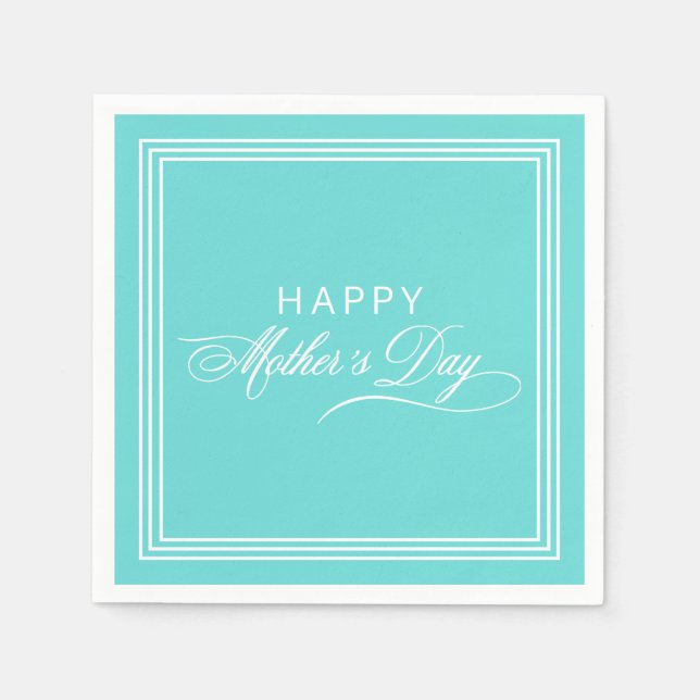 Robin Egg Blue Calligraphy Mother's Day Napkin (Front)