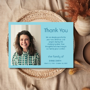 Robin Egg Blue Classic Photo Funeral Sympathy Thank You Card