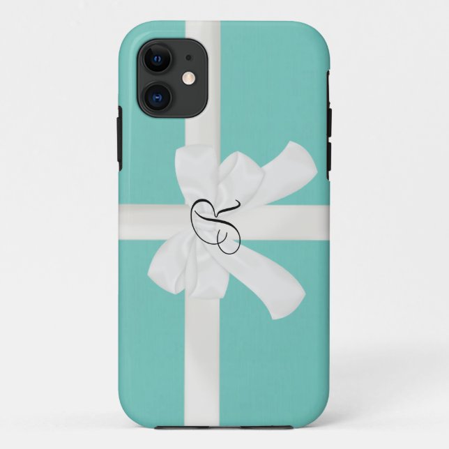 Robin Egg Blue Custom Initial iPhone Case (Back)