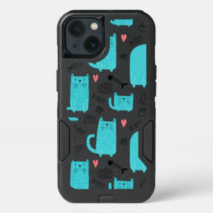 Robin Egg Blue Cute Cat Pattern