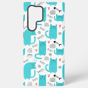 Robin Egg Blue Cute Cat Pattern Samsung Galaxy Case