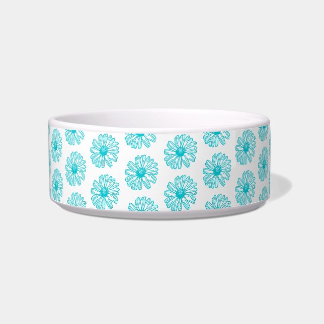 Robin Egg Blue Daisy Print, Hippie Flowers Pattern Bowl (Front)