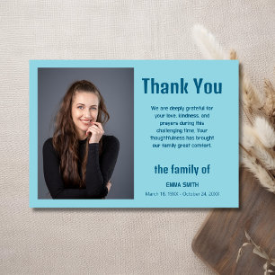 Robin Egg Blue Elegant Photo Funeral Sympathy Thank You Card