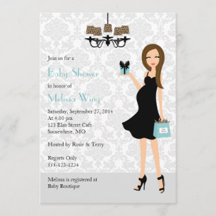 Robin Egg Blue Leopard Pregnant Mum Baby Shower Invitation
