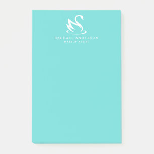 Robin Egg Blue Minimalist Swan Logo Post-it Notes