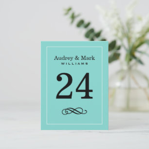 Robin Egg Blue Monogram Table Number Card