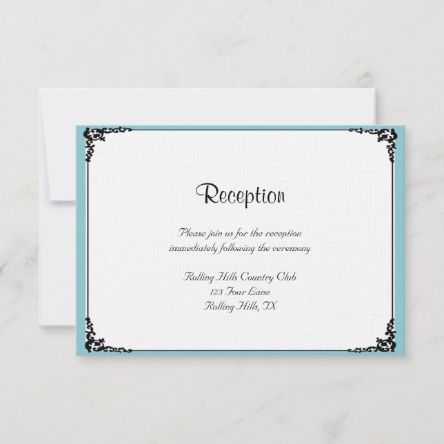 Robin Egg Blue Posh Wedding Reception Invitation (Front)