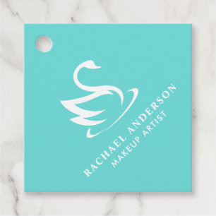 Robin Egg Blue Swan Logo with Name Favour Tags