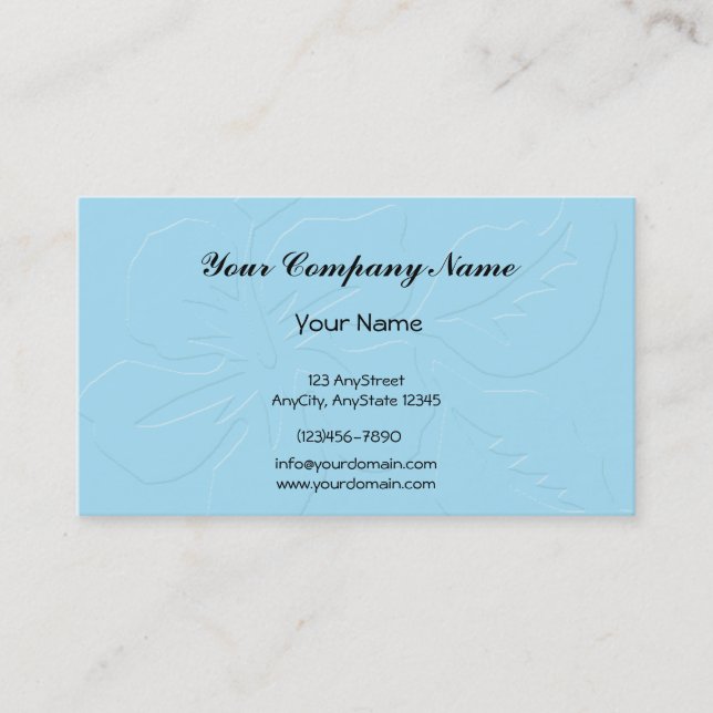 Robin Egg Blue Tone on Tone Hibiscus Business Card (Front)