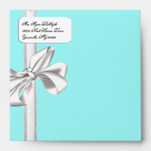 Robin Egg Blue White Bow Envelopes