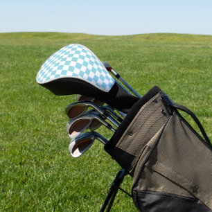 Robin Egg Blue with White Square Pattern Golf Head Cover