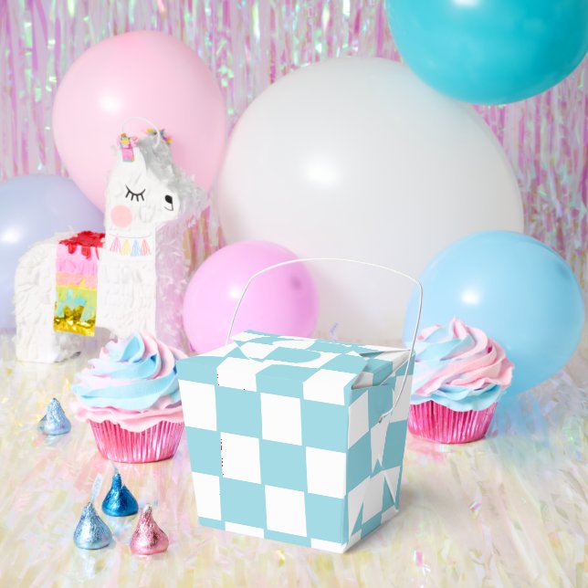 Robin Egg Blue with White Square Pattern Take Out Favour Box (Party)