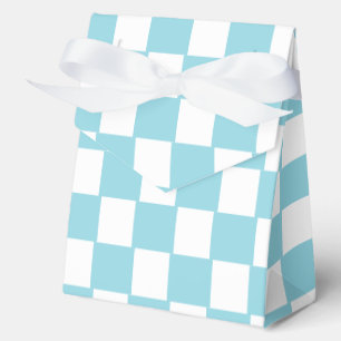 Robin Egg Blue with White Square Pattern Tent Favour Box