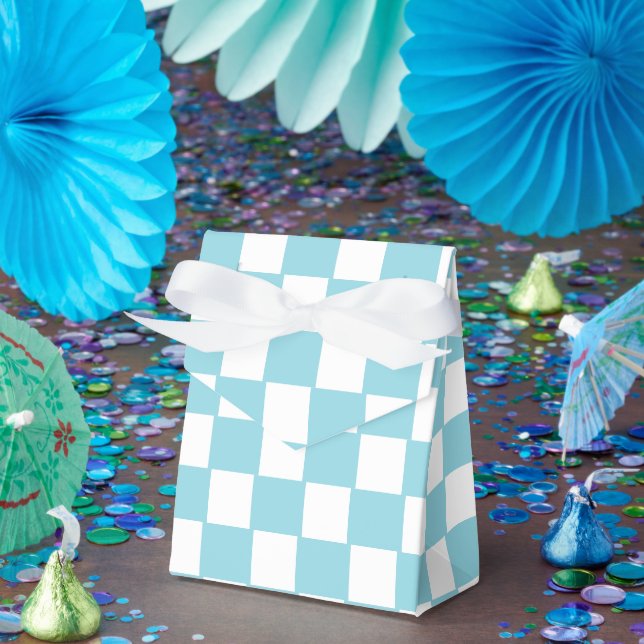 Robin Egg Blue with White Square Pattern Tent Favour Box (Party)