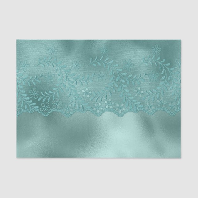 Robin Egg Green Lace Bridal Shower Tissue Paper (Front)