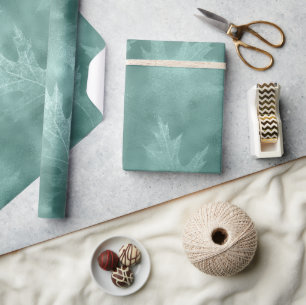 Robin Egg Green Leaf   Wrapping Paper