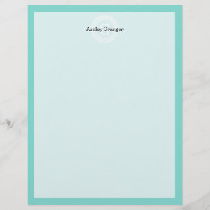 Robin Egg Wht Greek Key Rnd Frame Initial Monogram