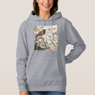 Robin Elegant Bird Butterfly French Art Hoodie