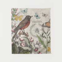 Robin Elegant Bird Butterfly French Art