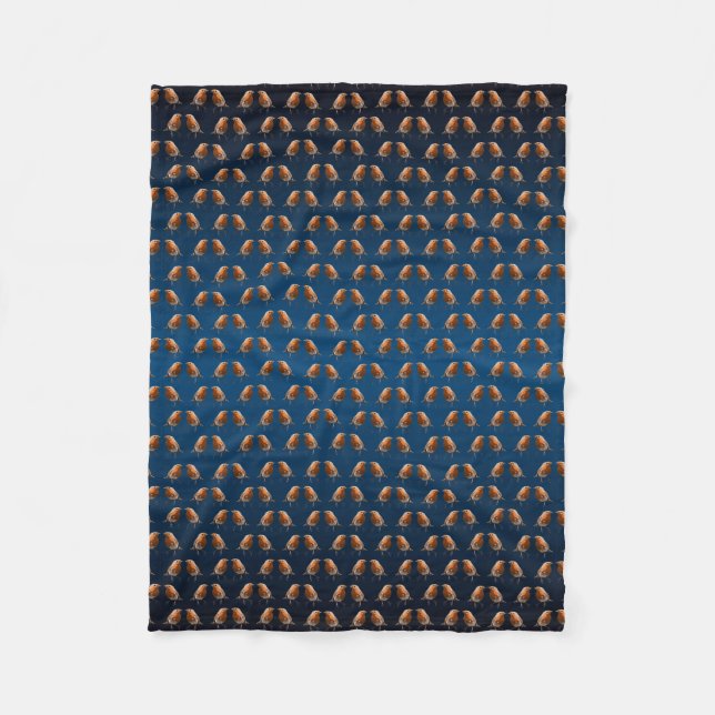 Robin Frenzy Fleece Blanket (Navy/Blue Mix) (Front)