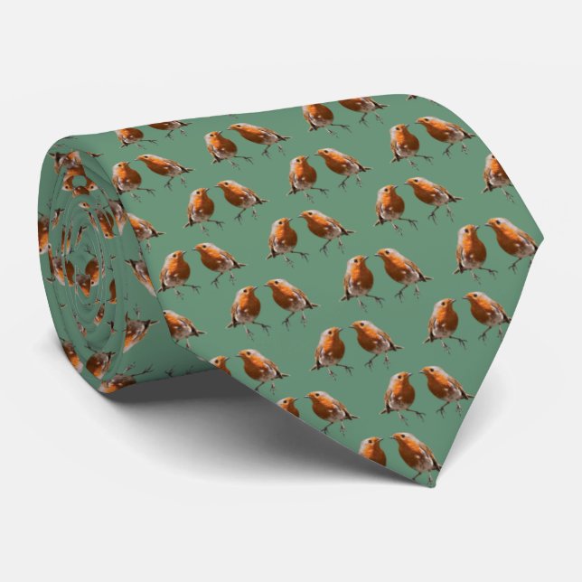 Robin Frenzy Tie (Green) (Rolled)