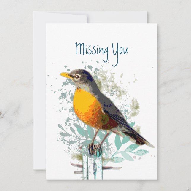  Robin Garden Bird Wildlife Missing You Card (Front)