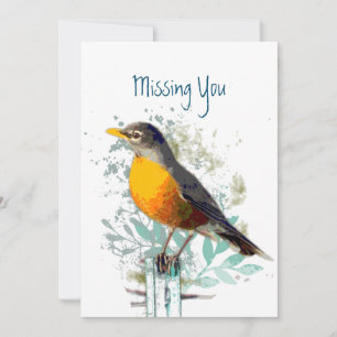 Robin Garden Bird Wildlife Missing You Card