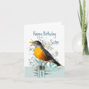  Robin Garden Bird Wildlife Sister Birthday Card