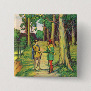 Robin Hood And Little John 15 Cm Square Badge