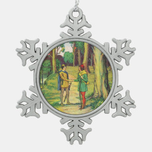 Robin Hood And Little John Snowflake Pewter Christmas Ornament
