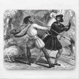 Robin Hood and the Tanner with Quarter-staffs Mouse Mat