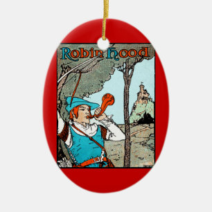 Robin Hood Antique Illustration Merry Men Ceramic Tree Decoration
