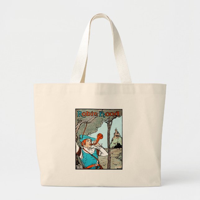 Robin Hood Antique Illustration Merry Men Large Tote Bag (Front)