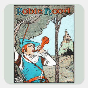 Robin Hood Antique Illustration Merry Men Square Sticker