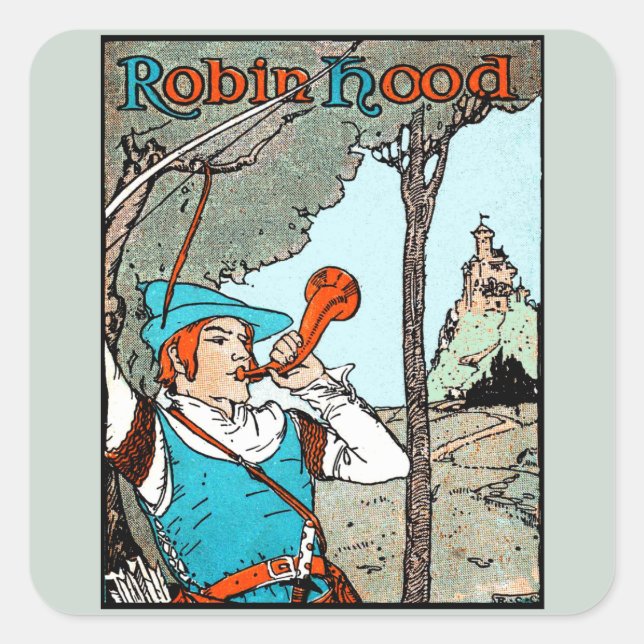 Robin Hood Antique Illustration Merry Men Square Sticker (Front)