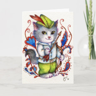 Robin Hood - Cute Cat Greeting Card