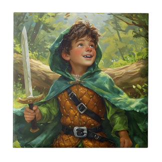 Robin Hood depicted as a child Tile