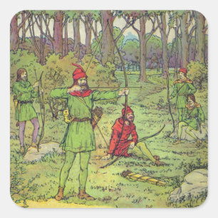 Robin Hood In The Forest Square Sticker