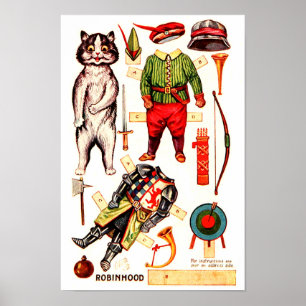 Robin Hood, Paper Doll, Louis Wain Poster
