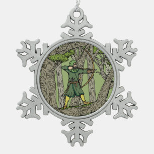 Robin Hood Snowflake Pewter Christmas Ornament