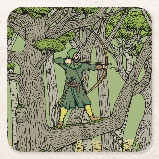 Robin Hood Square Paper Coaster (Front)