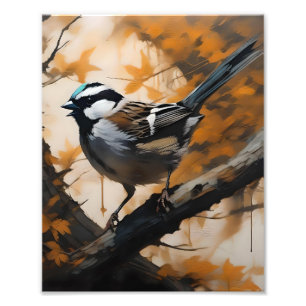 Robin In A Tree Oil Paint, Photo Print