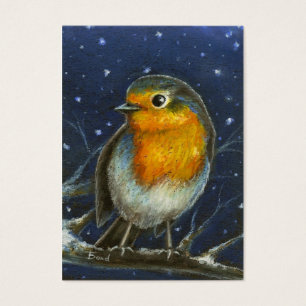Robin in the snow aceo print