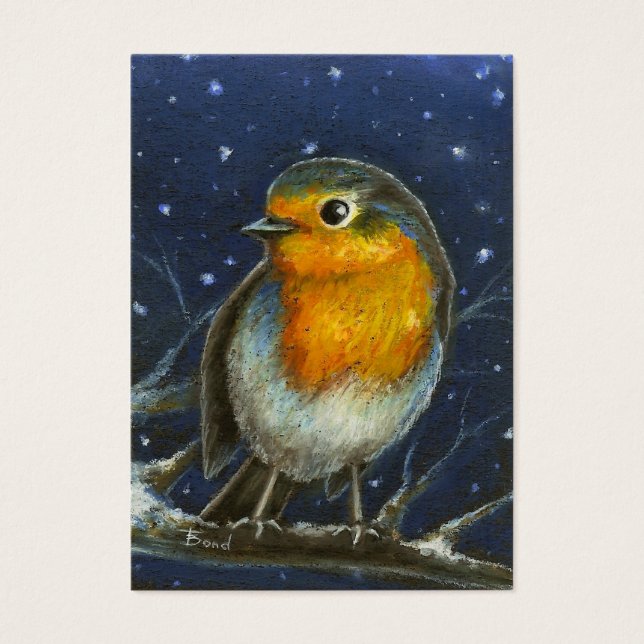 Robin in the snow aceo print (Front)