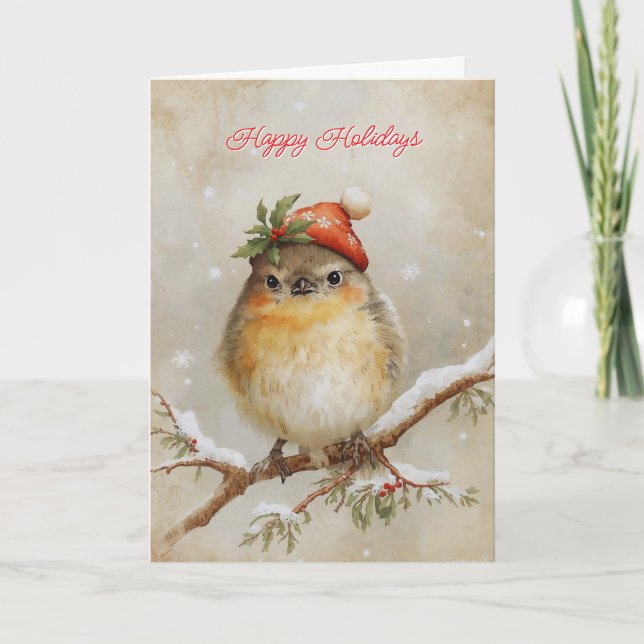 Robin in the Snow  Holiday Card (Front)