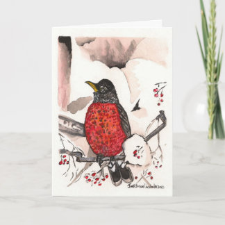Robin In Winter Christmas Card